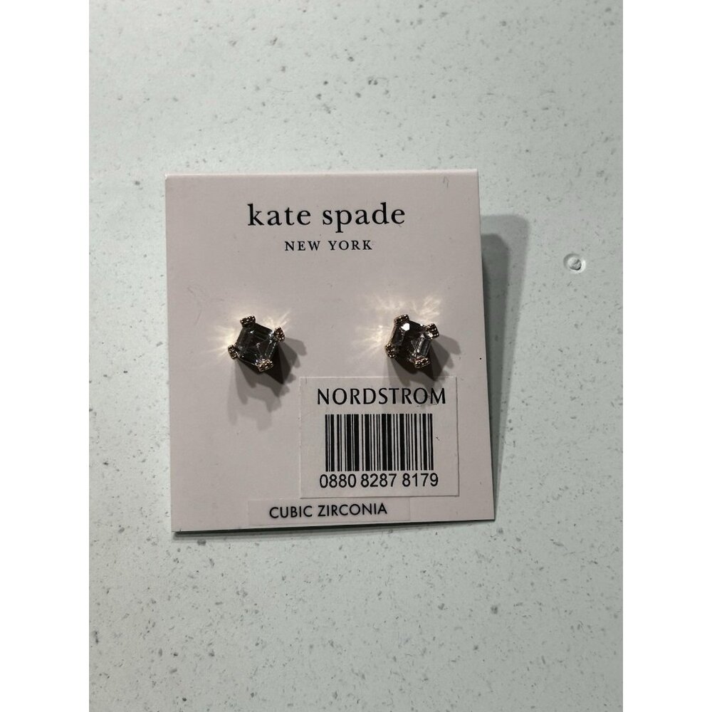NWT KATE SPADE NEW YORK BRILLIANT STATEMENT EARRINGS CLEAR AND GOLD TONE STUD